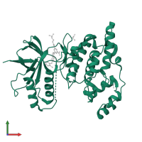 Mitogen-activated protein kinase 10 in PDB entry 2b1p, assembly 1, front view.