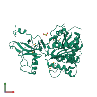 PDB entry 2b20 coloured by chain, front view.