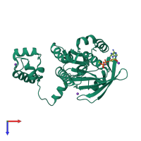 PDB entry 2b21 coloured by chain, top view.