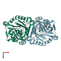 PDB entry 2b2c coloured by chain, top view.