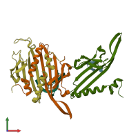 PDB entry 2b2d coloured by chain, front view.