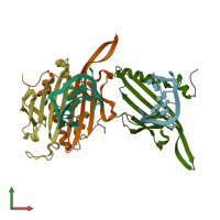 PDB entry 2b2e coloured by chain, front view.