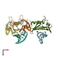 PDB entry 2b2e coloured by chain, top view.