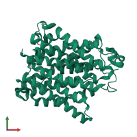 PDB entry 2b2h coloured by chain, front view.