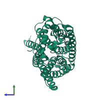 PDB entry 2b2h coloured by chain, side view.