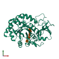 PDB entry 2b31 coloured by chain, front view.