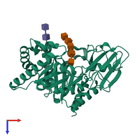 PDB entry 2b31 coloured by chain, top view.