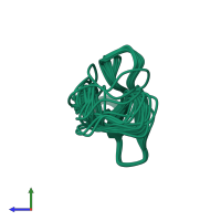 PDB entry 2b38 coloured by chain, ensemble of 20 models, side view.