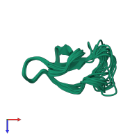 PDB entry 2b38 coloured by chain, ensemble of 20 models, top view.