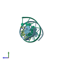 PDB entry 2b3e coloured by chain, side view.