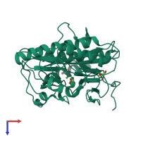 PDB entry 2b3h coloured by chain, top view.