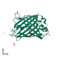 PDB entry 2b3p coloured by chain, front view.