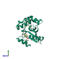 PDB entry 2b3v coloured by chain, side view.