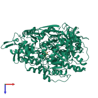 PDB entry 2b3x coloured by chain, top view.