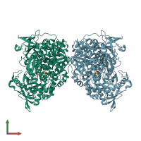 PDB entry 2b3y coloured by chain, front view.