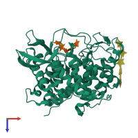 PDB entry 2b4f coloured by chain, top view.