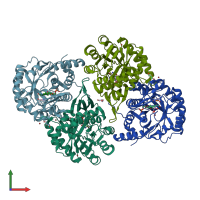 PDB entry 2b4g coloured by chain, front view.