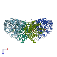 PDB entry 2b4g coloured by chain, top view.