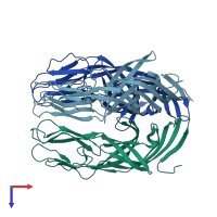 PDB entry 2b4i coloured by chain, top view.