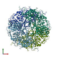 PDB entry 2b4k coloured by chain, front view.