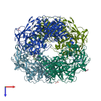 PDB entry 2b4k coloured by chain, top view.
