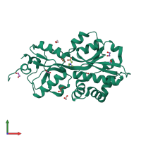 PDB entry 2b4l coloured by chain, front view.