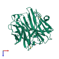 PDB entry 2b4w coloured by chain, top view.