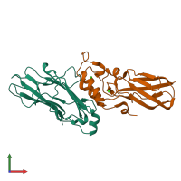 PDB entry 2b59 coloured by chain, front view.