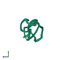 PDB entry 2b5b coloured by chain, ensemble of 10 models, side view.