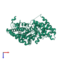 PDB entry 2b5d coloured by chain, top view.