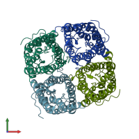 PDB entry 2b5f coloured by chain, front view.