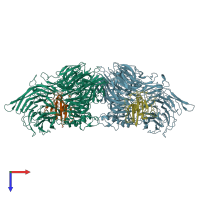 PDB entry 2b5l coloured by chain, top view.