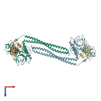 PDB entry 2b5u coloured by chain, top view.