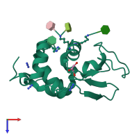 PDB entry 2b5z coloured by chain, top view.