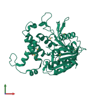 PDB entry 2b61 coloured by chain, front view.