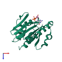 PDB entry 2b6h coloured by chain, top view.