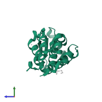 Endolysin in PDB entry 2b6x, assembly 1, side view.