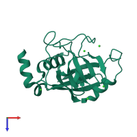 PDB entry 2b71 coloured by chain, top view.