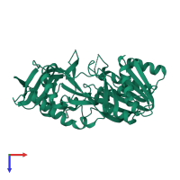 PDB entry 2b78 coloured by chain, top view.