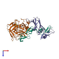 PDB entry 2b7d coloured by chain, top view.