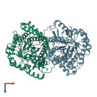PDB entry 2b7o coloured by chain, top view.
