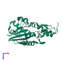 PDB entry 2b7u coloured by chain, top view.