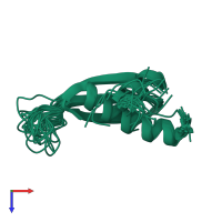 PDB entry 2b7v coloured by chain, ensemble of 20 models, top view.