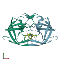 PDB entry 2b7z coloured by chain, front view.