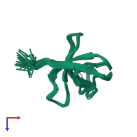 PDB entry 2b86 coloured by chain, ensemble of 30 models, top view.