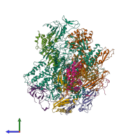 PDB entry 2b8k coloured by chain, side view.