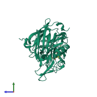 PDB entry 2b8l coloured by chain, side view.