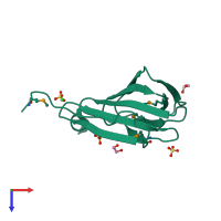 PDB entry 2b8m coloured by chain, top view.