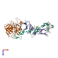 PDB entry 2b8o coloured by chain, top view.