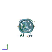 PDB entry 2b8r coloured by chain, side view.